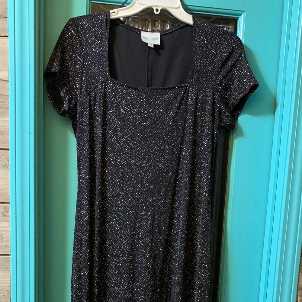 Long sparkly black dress with slit in the back
